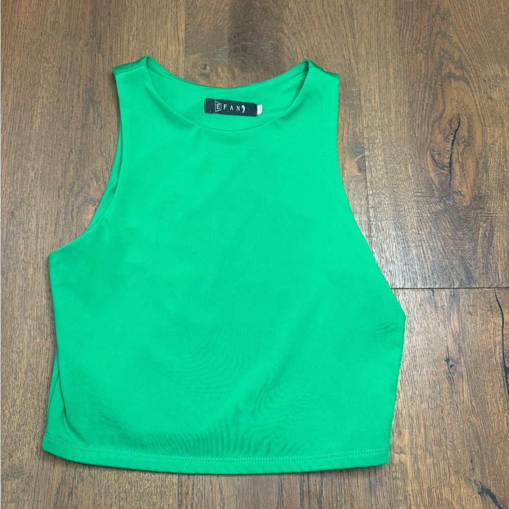 Green Sleeveless Crop Top